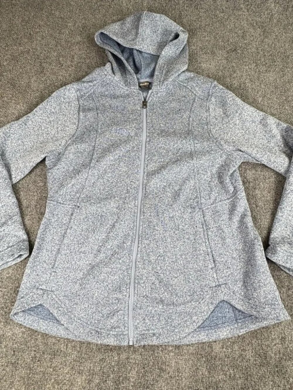 Eddie Bauer Zip Hoodie Women XL Blue Fleece Jacket Outdoor Athleisure Minimalist